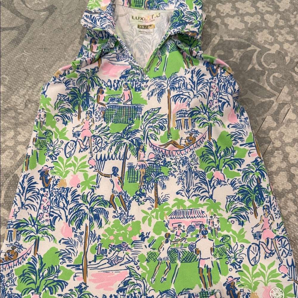 Lilly Pulitzer Tropical Print Dress in Green and Blue